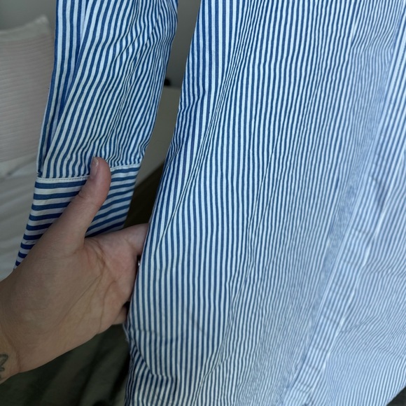 Calvin Klein Striped Button-Up Shirt Dress Womens 4 Blue Long Sleeve Y2K Capsule - Picture 4 of 5